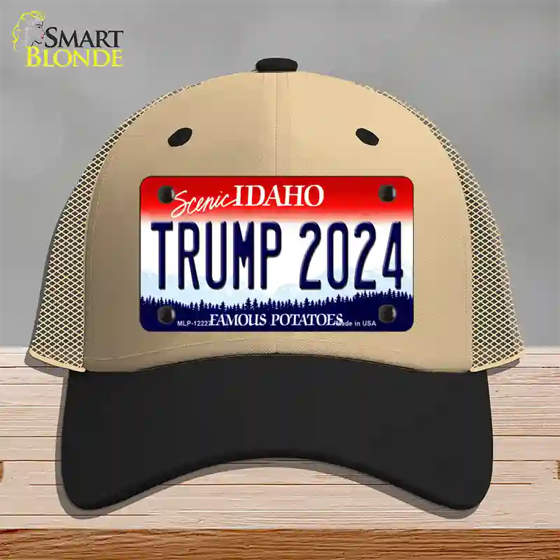 Trump 2024 Idaho Novelty License Plate Hat Mesh / Khaki|Black