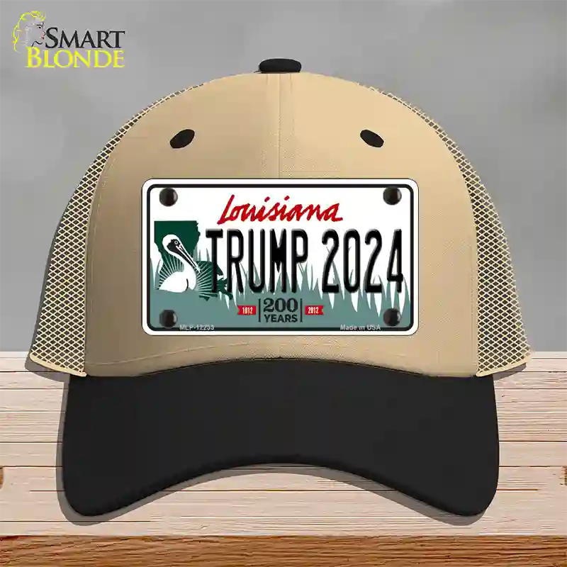 Trump 2024 Louisiana Novelty License Plate Hat Mesh / Khaki|Black