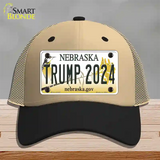 Trump 2024 Nebraska Novelty License Plate Hat Mesh / Khaki|Black