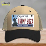 Trump 2024 Oklahoma Novelty License Plate Hat Mesh / Khaki|Black