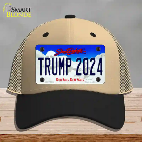 Trump 2024 South Dakota Novelty License Plate Hat Mesh / Khaki|Black