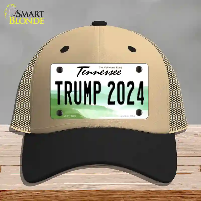 Trump 2024 Tennessee Novelty License Plate Hat Mesh / Khaki|Black