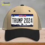 Trump 2024 Texas Novelty License Plate Hat Mesh / Khaki|Black