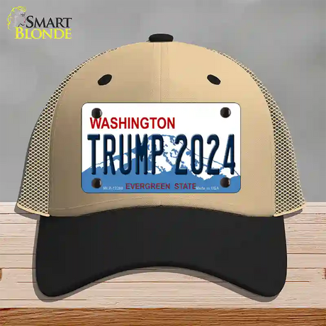 Trump 2024 Washington Novelty License Plate Hat Mesh / Khaki|Black