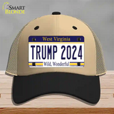 Trump 2024 West Virginia Novelty License Plate Hat Mesh / Khaki|Black