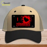 I Love Zombies Novelty License Plate Hat Mesh / Khaki|Black