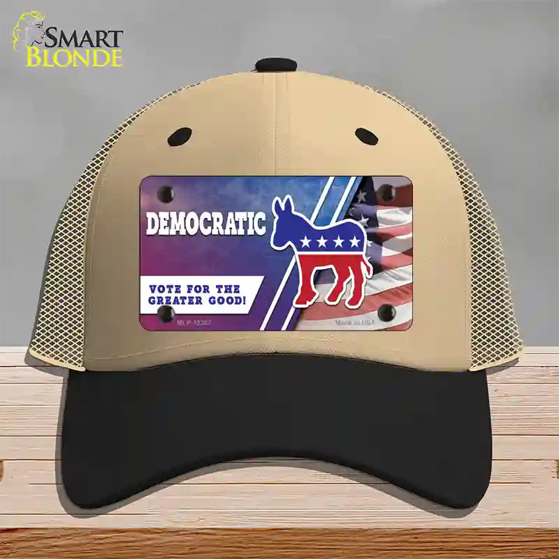 Democratic Vote for Greater Good Novelty License Plate Hat Mesh / Khaki|Black