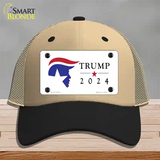 Trump 2024 Silhouette Novelty License Plate Hat Mesh / Khaki|Black