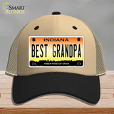 Best Grandpa Indiana Novelty License Plate Hat Mesh / Khaki|Black