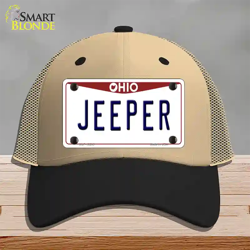 Ohio Jeeper Novelty License Plate Hat Mesh / Khaki|Black