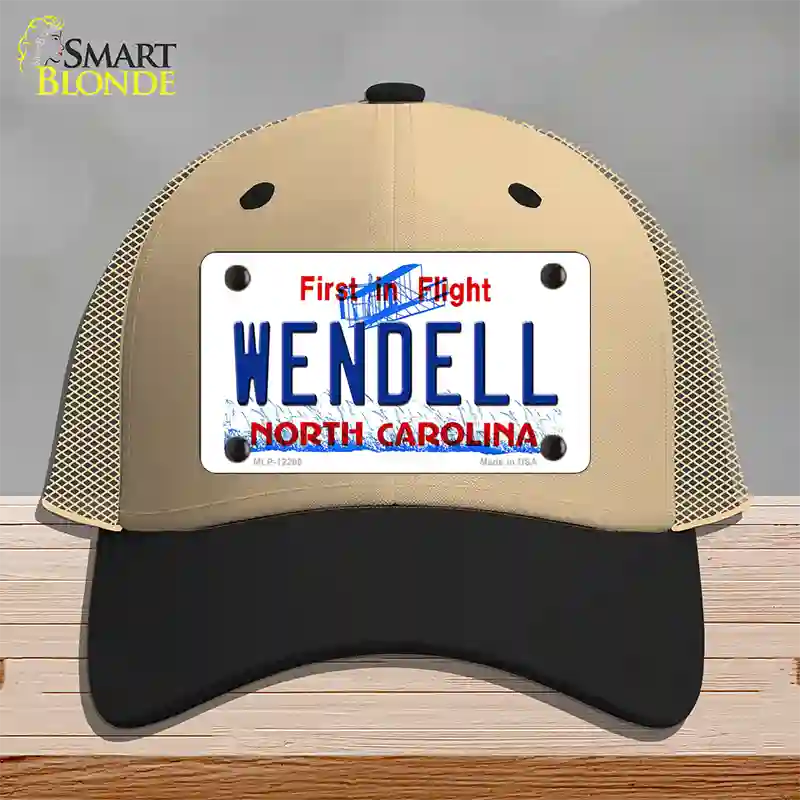 North Carolina Wendell Novelty License Plate Hat Mesh / Khaki|Black