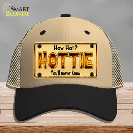 Hottie Know Novelty License Plate Hat Mesh / Khaki|Black