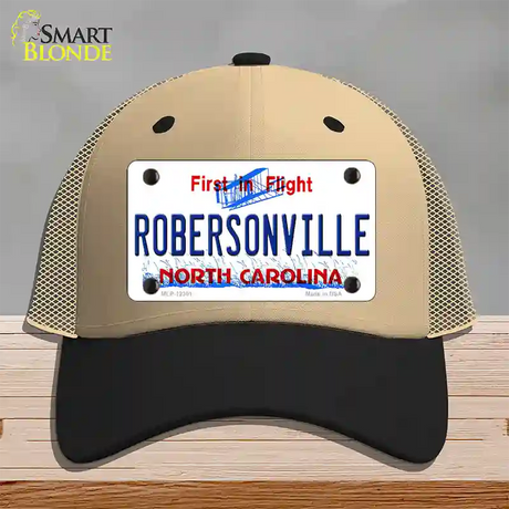 North Carolina Robersonville Novelty License Plate Hat Mesh / Khaki|Black