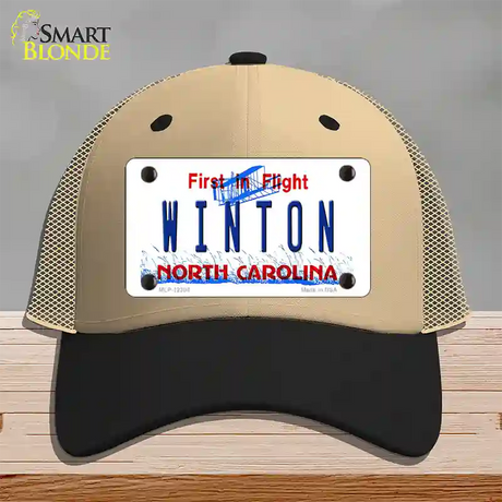 North Carolina Winton Novelty License Plate Hat Mesh / Khaki|Black