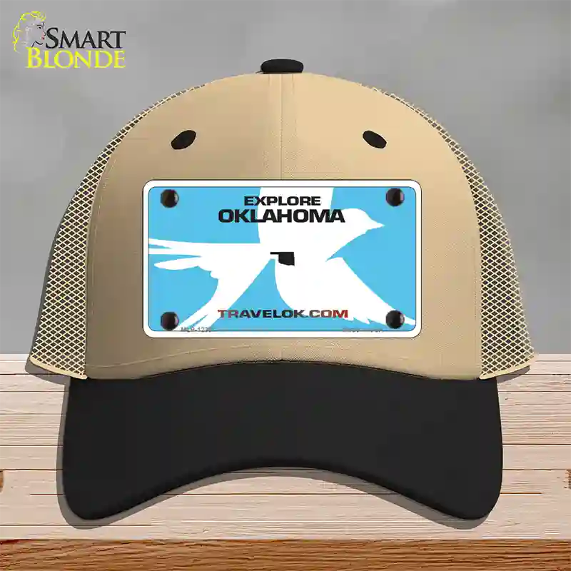 Oklahoma Travel Blank Novelty License Plate Hat Mesh / Khaki|Black