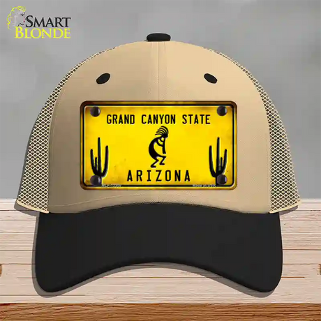 Arizona Kokopelli Yellow Novelty License Plate Hat Mesh / Khaki|Black