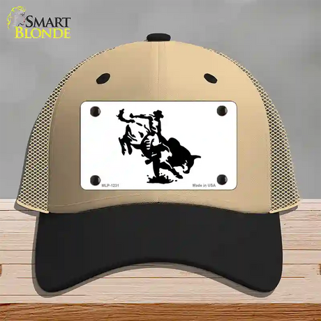 Bull Rider Novelty License Plate Hat Mesh / Khaki|Black