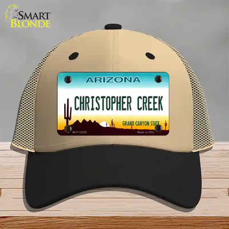 Christopher Creek Arizona Novelty License Plate Hat Mesh / Khaki|Black