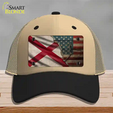 Alabama/American Flag Novelty License Plate Hat Mesh / Khaki|Black