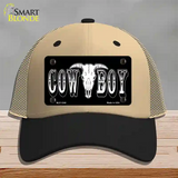 Cowboy Longhorn Skull Novelty License Plate Hat Mesh / Khaki|Black