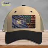 Utah/American Flag Novelty License Plate Hat Mesh / Khaki|Black