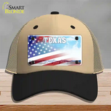 Texas Lone Star Plate American Flag Novelty License Plate Hat Mesh / Khaki|Black