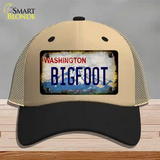 Bigfoot Washington Rusty Novelty License Plate Hat Mesh / Khaki|Black