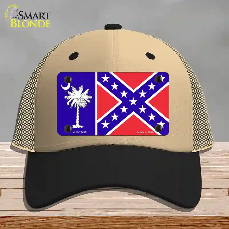 South Carolina Confederate Flag Novelty License Plate Hat Mesh / Khaki|Black