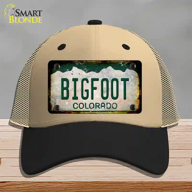 Bigfoot Colorado Rusty Novelty License Plate Hat Mesh / Khaki|Black