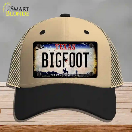 Bigfoot Texas Novelty License Plate Hat Mesh / Khaki|Black