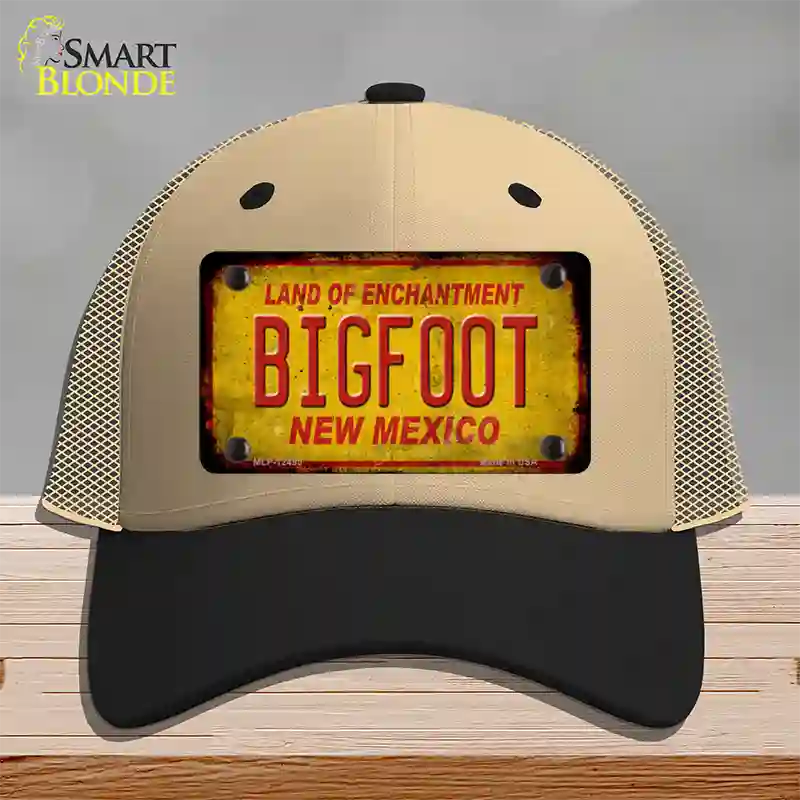 Bigfoot New Mexico Novelty License Plate Hat Mesh / Khaki|Black