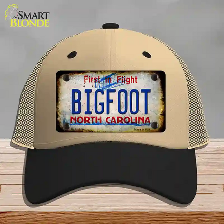 Bigfoot North Carolina Novelty License Plate Hat Tag Mesh / Khaki|Black