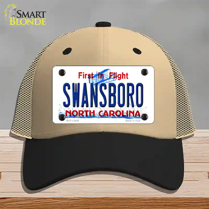 Swansboro North Carolina Novelty License Plate Hat Mesh / Khaki|Black