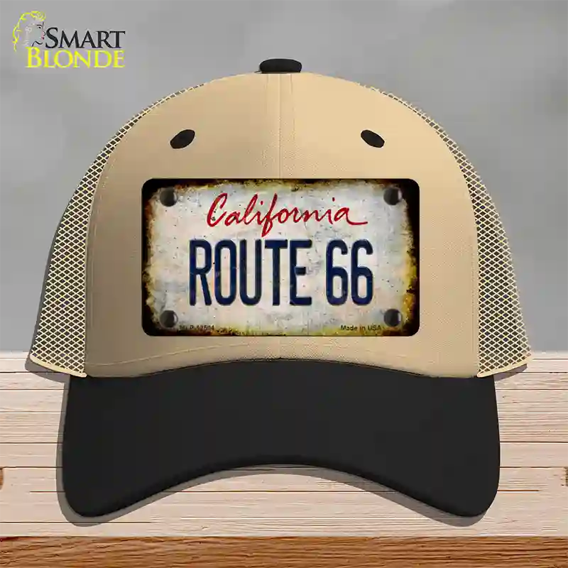 Route 66 California Rusty Novelty License Plate Hat Mesh / Khaki|Black