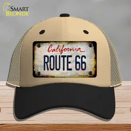 Route 66 California Rusty Novelty License Plate Hat Mesh / Khaki|Black