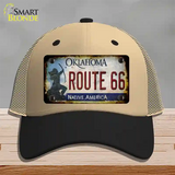 Route 66 Oklahoma Rusty Novelty License Plate Hat Mesh / Khaki|Black