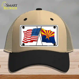 Arizona American Crossed Flags Novelty License Plate Hat Mesh / Khaki|Black