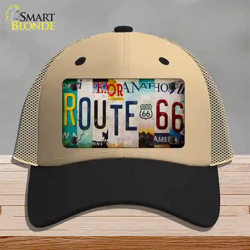 Route 66 Strip Novelty License Plate Hat Mesh / Khaki|Black