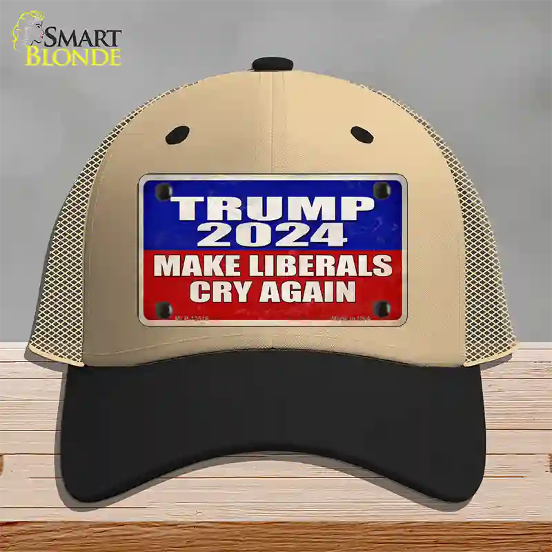 Trump Make Liberals Cry Again Novelty License Plate Hat Mesh / Khaki|Black