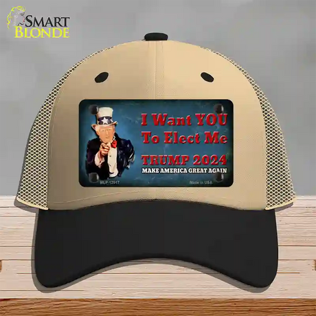 I Want You to Elect Me Trump 2024 Novelty License Plate Hat Mesh / Khaki|Black