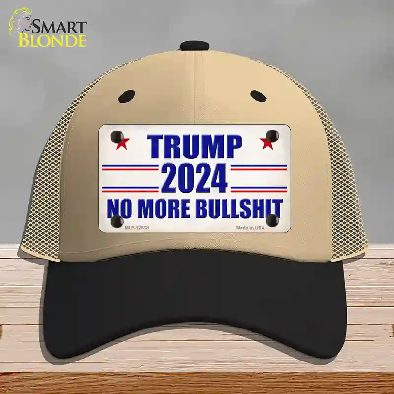 Trump 2024 No More Bullshit Novelty License Plate Hat Mesh / Khaki|Black