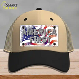 America First Novelty License Plate Hat Mesh / Khaki|Black