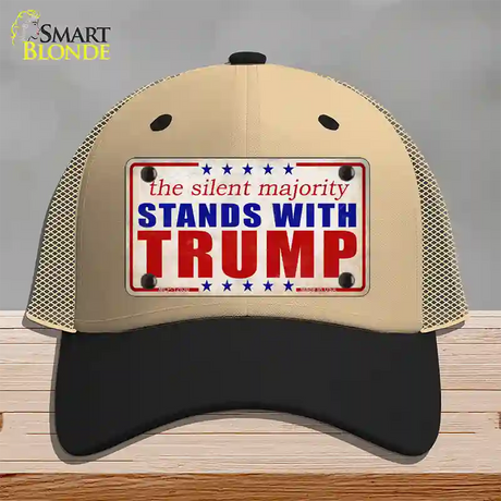 Silent Majority Stands with Trump Novelty License Plate Hat Mesh / Khaki|Black