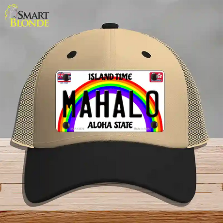 Mahalo Hawaii Novelty License Plate Hat Mesh / Khaki|Black