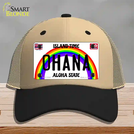 Ohana Hawaii Novelty License Plate Hat Mesh / Khaki|Black