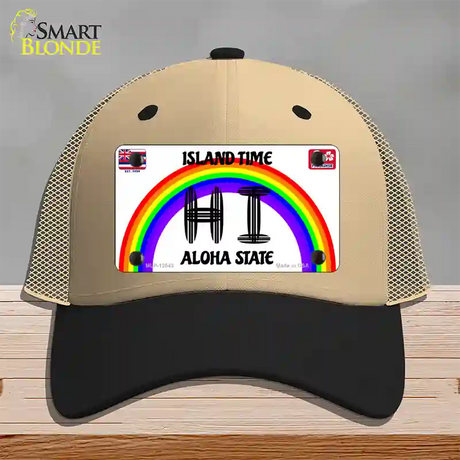 Hawaii Surfboard Novelty License Plate Hat Mesh / Khaki|Black