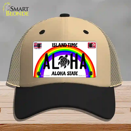 Aloha Turtle Hawaii Novelty License Plate Hat Mesh / Khaki|Black