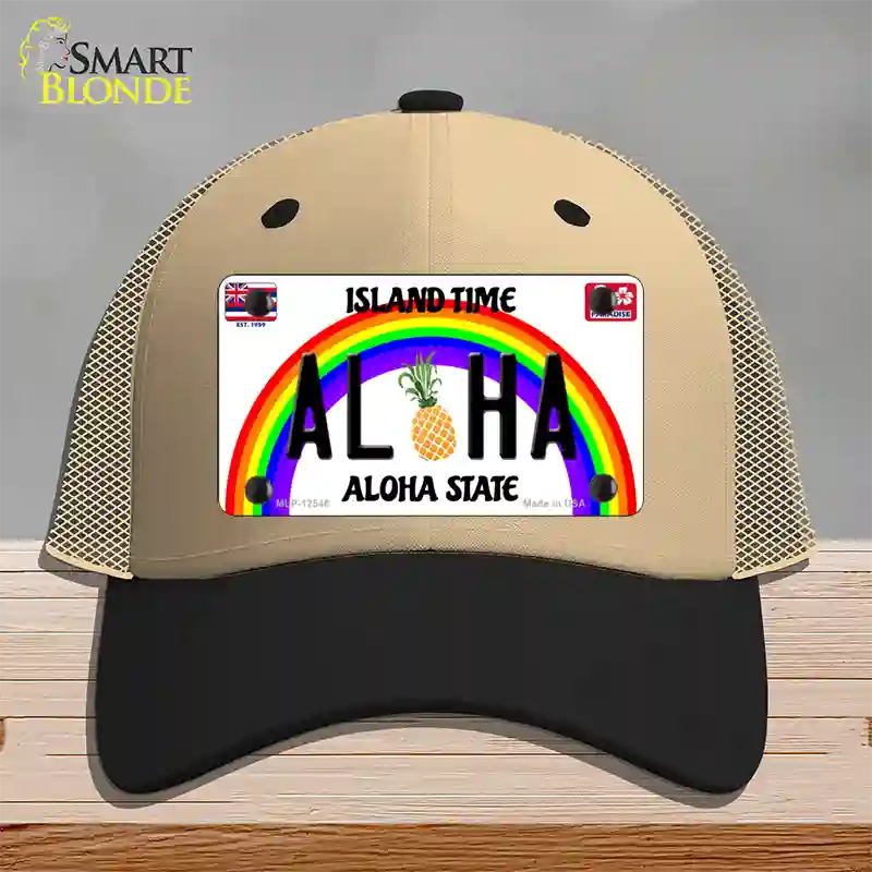 Aloha Pineapple Hawaii Novelty License Plate Hat Mesh / Khaki|Black