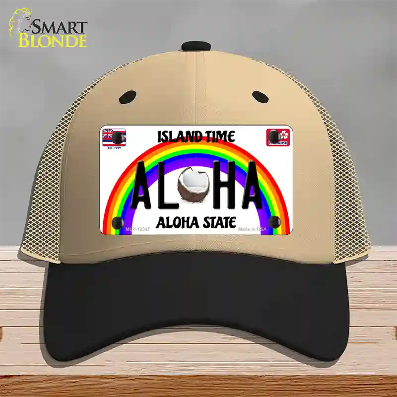 Aloha Coconut Hawaii Novelty License Plate Hat Mesh / Khaki|Black