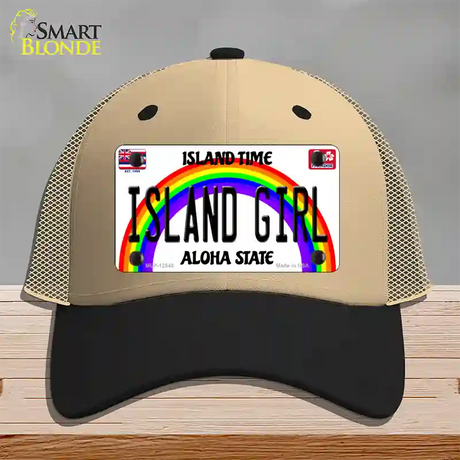 Island Girl Hawaii Novelty License Plate Hat Mesh / Khaki|Black